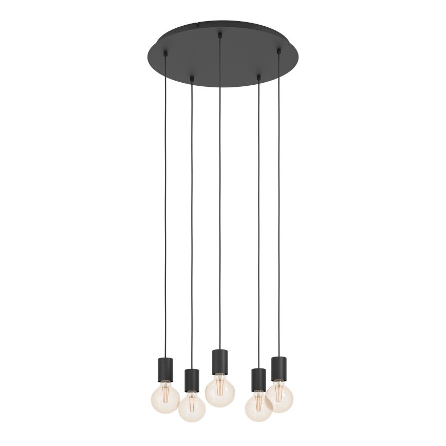Eglo - Lustra ar auklu 5xE27/40W/230V melna
