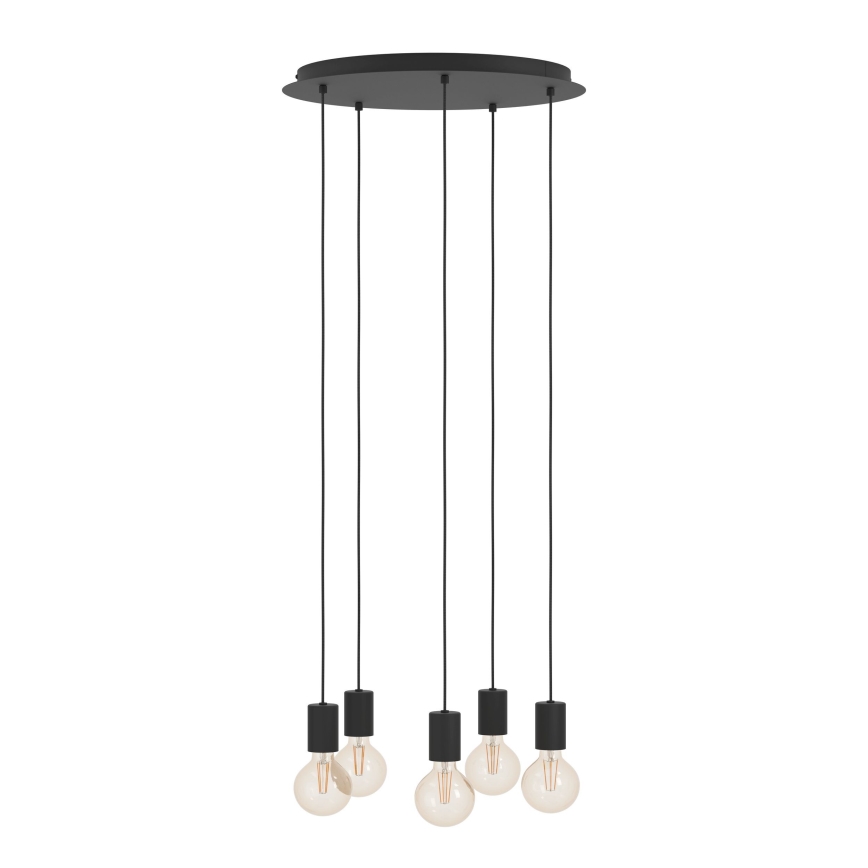 Eglo - Lustra ar auklu 5xE27/40W/230V melna