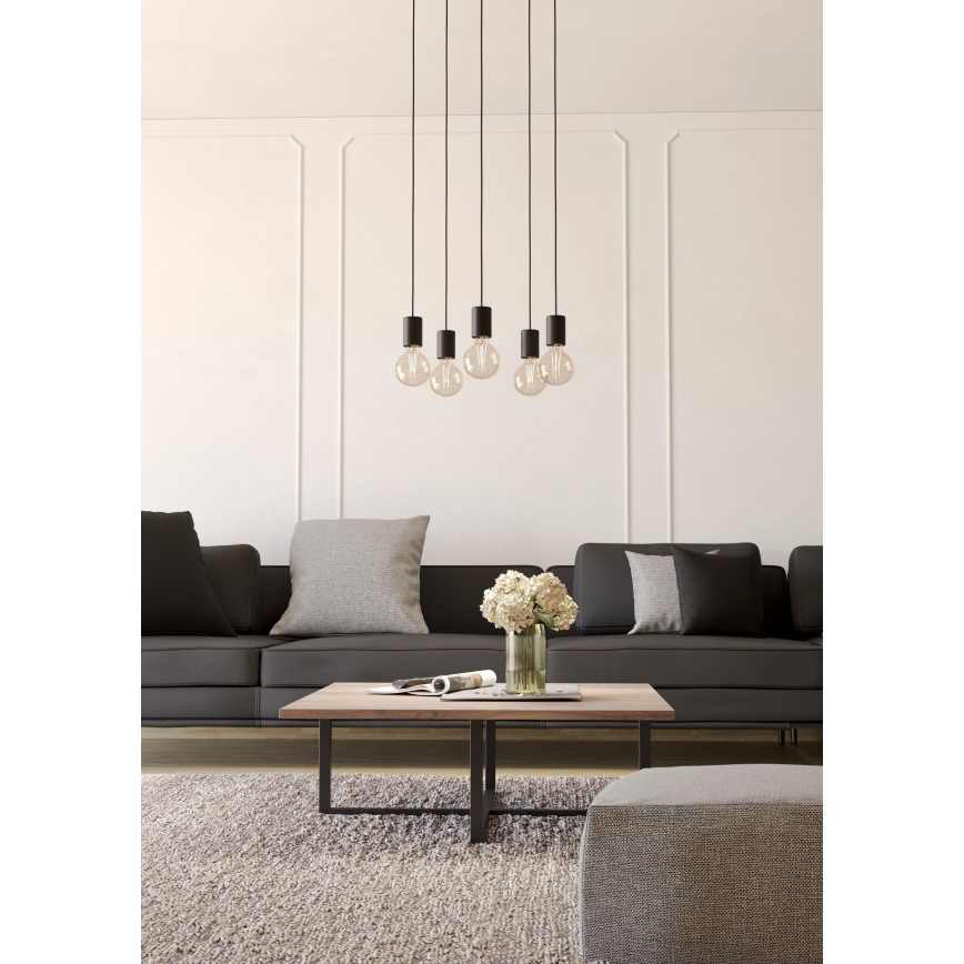 Eglo - Lustra ar auklu 5xE27/40W/230V melna