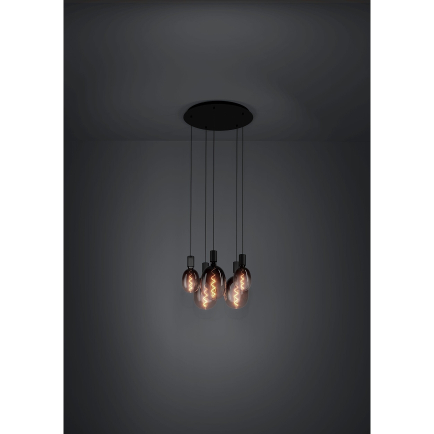 Eglo - Lustra ar auklu 5xE27/40W/230V melna