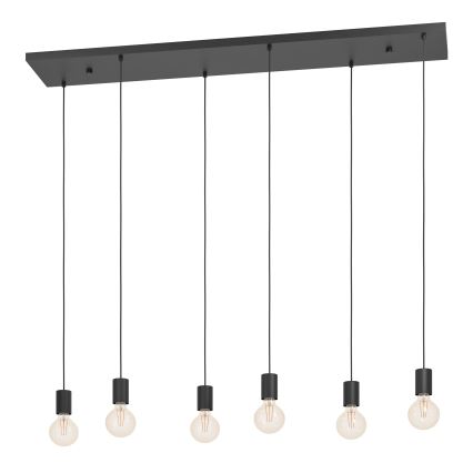 Eglo - Lustra ar auklu 6xE27/40W/230V melna