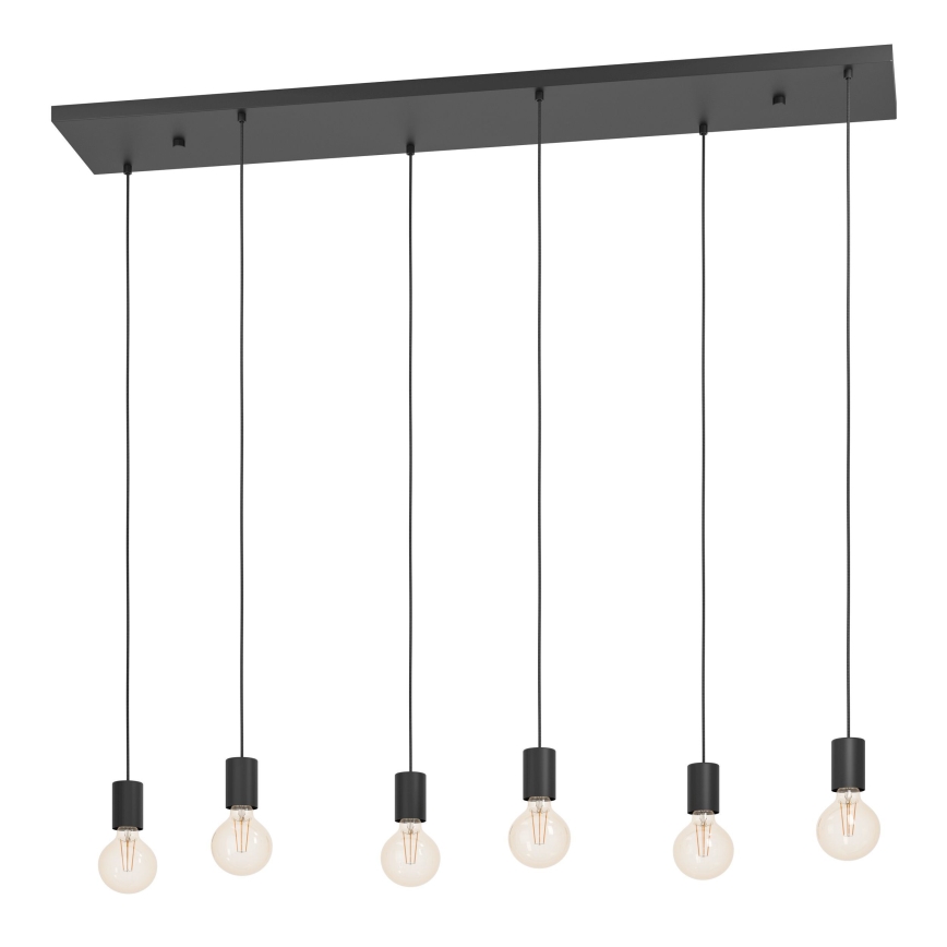 Eglo - Lustra ar auklu 6xE27/40W/230V melna