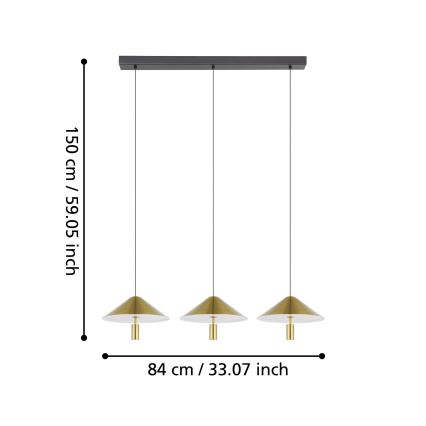 Eglo - LED Aptumšojama lustra ar auklu 3xLED/12W/230V 3000K zelta