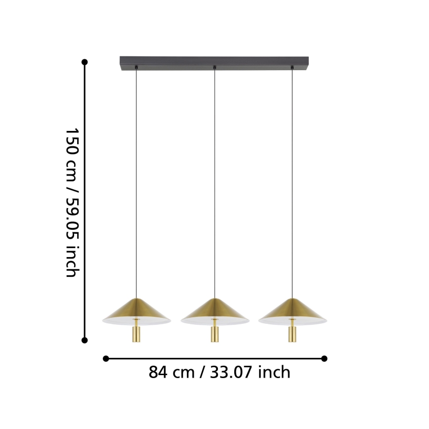 Eglo - LED Aptumšojama lustra ar auklu 3xLED/12W/230V 3000K zelta