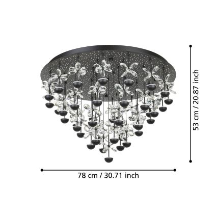 Eglo - LED Aptumšojama griestu lampa LED/77,4W/230V 3000K melna