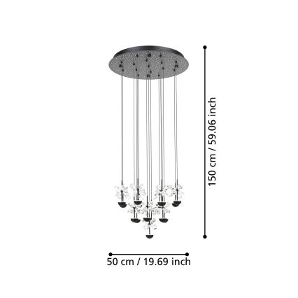 Eglo - LED Aptumšojama lustra ar auklu LED/27W/230V 3000K melna