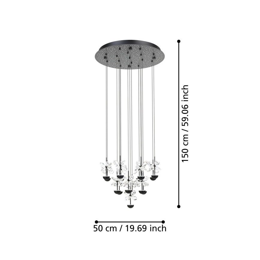 Eglo - LED Aptumšojama lustra ar auklu LED/27W/230V 3000K melna