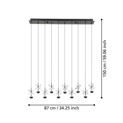 Eglo - LED Aptumšojama lustra ar auklu LED/23W/230V 3000K melna