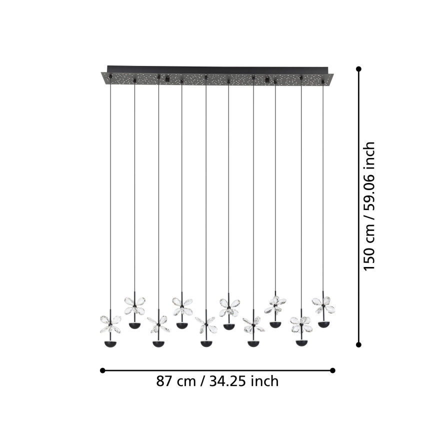 Eglo - LED Aptumšojama lustra ar auklu LED/23W/230V 3000K melna