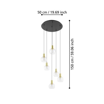Eglo 390279 - LED Aptumšojama lustra ar auklu 6xLED/5,4W/230V 3000K d. 54 cm zelta