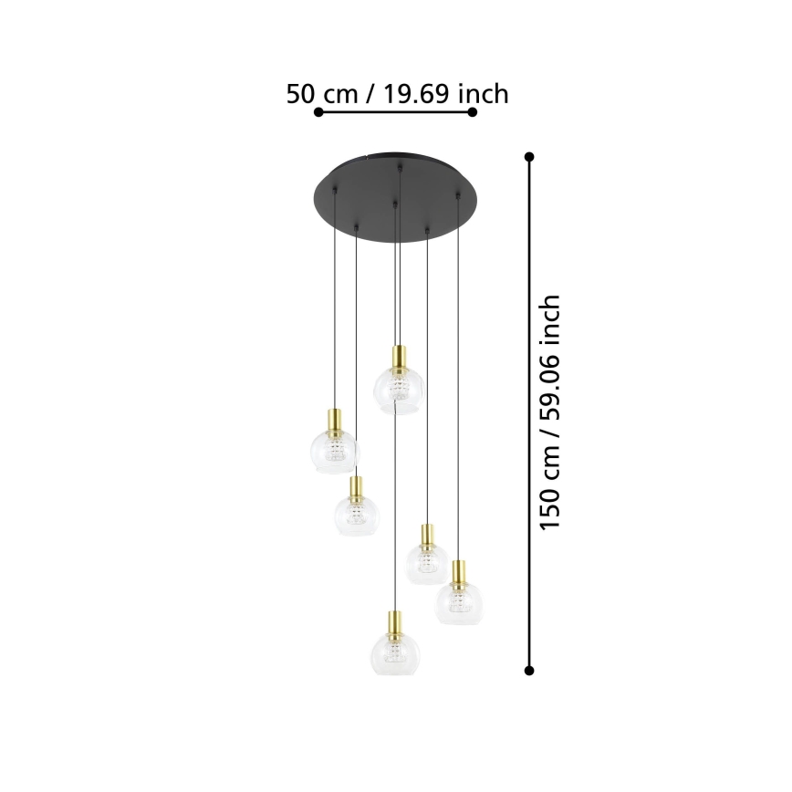 Eglo 390279 - LED Aptumšojama lustra ar auklu 6xLED/5,4W/230V 3000K d. 54 cm zelta