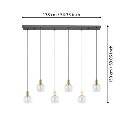 Eglo - LED Aptumšojama lustra ar auklu 6xLED/5,4W/230V 3000K zelta