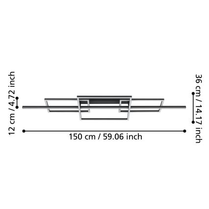 Eglo - LED Aptumšojama virsapmetuma lustra LED/34,5W/230V 3000K melna