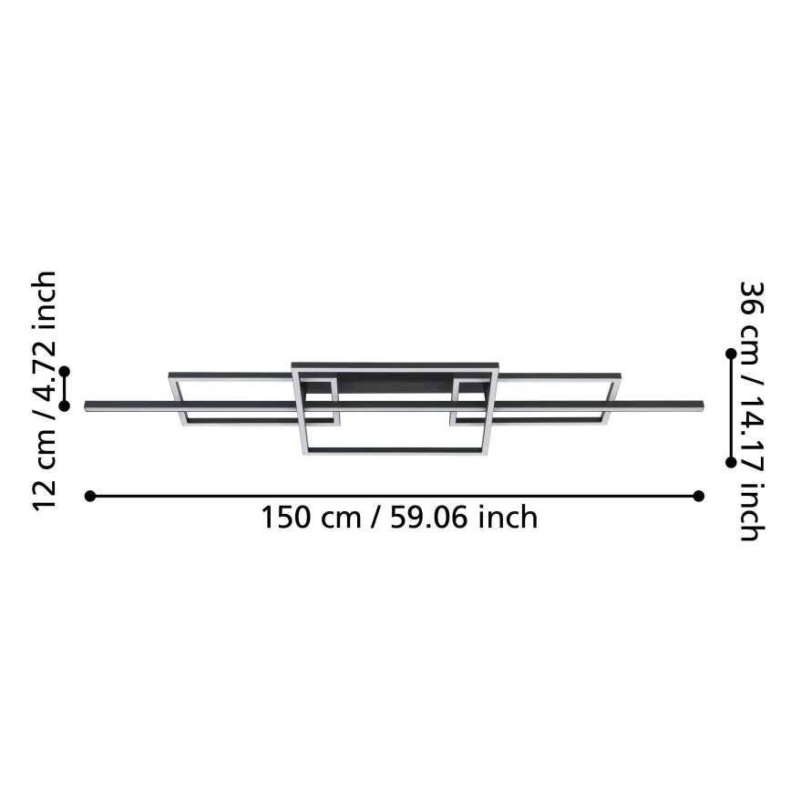 Eglo - LED Aptumšojama virsapmetuma lustra LED/34,5W/230V 3000K melna