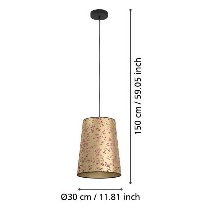 Eglo - Lustra ar auklu 1xE27/25W/230V zelta/rozā