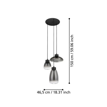 Eglo - LED Aptumšojama lustra ar auklu 3xLED/5,4W/230V 2700K dūmakains