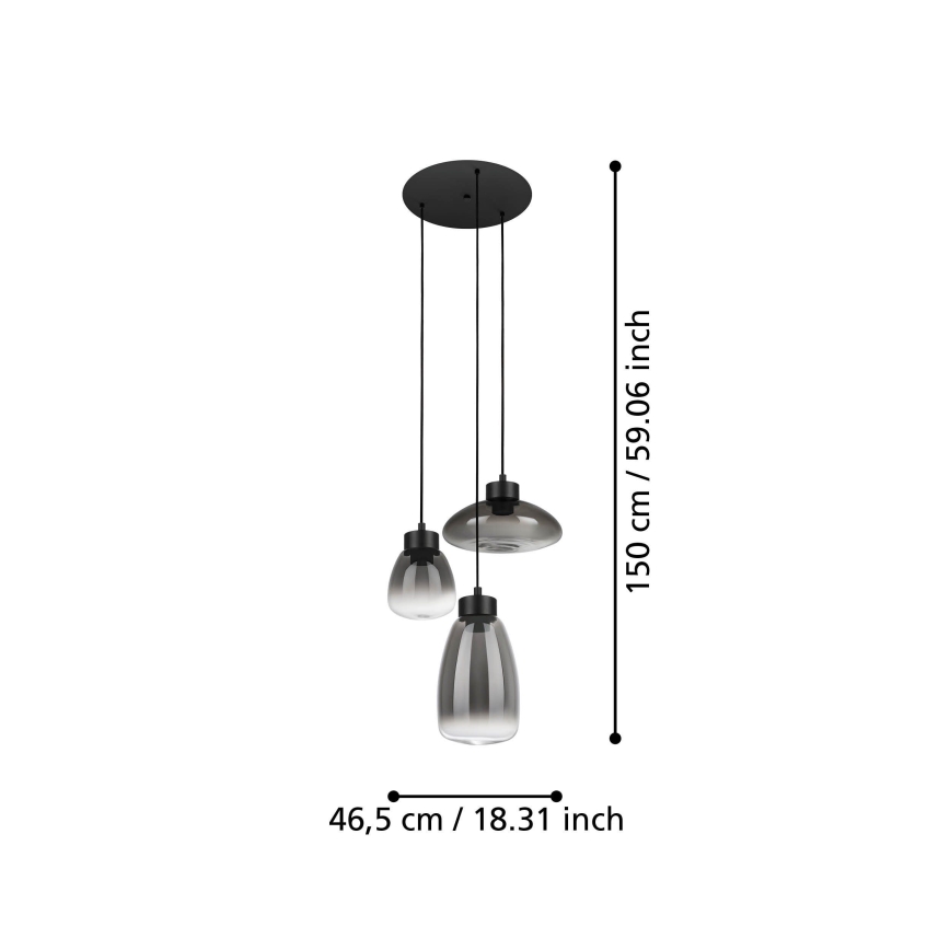 Eglo - LED Aptumšojama lustra ar auklu 3xLED/5,4W/230V 2700K dūmakains