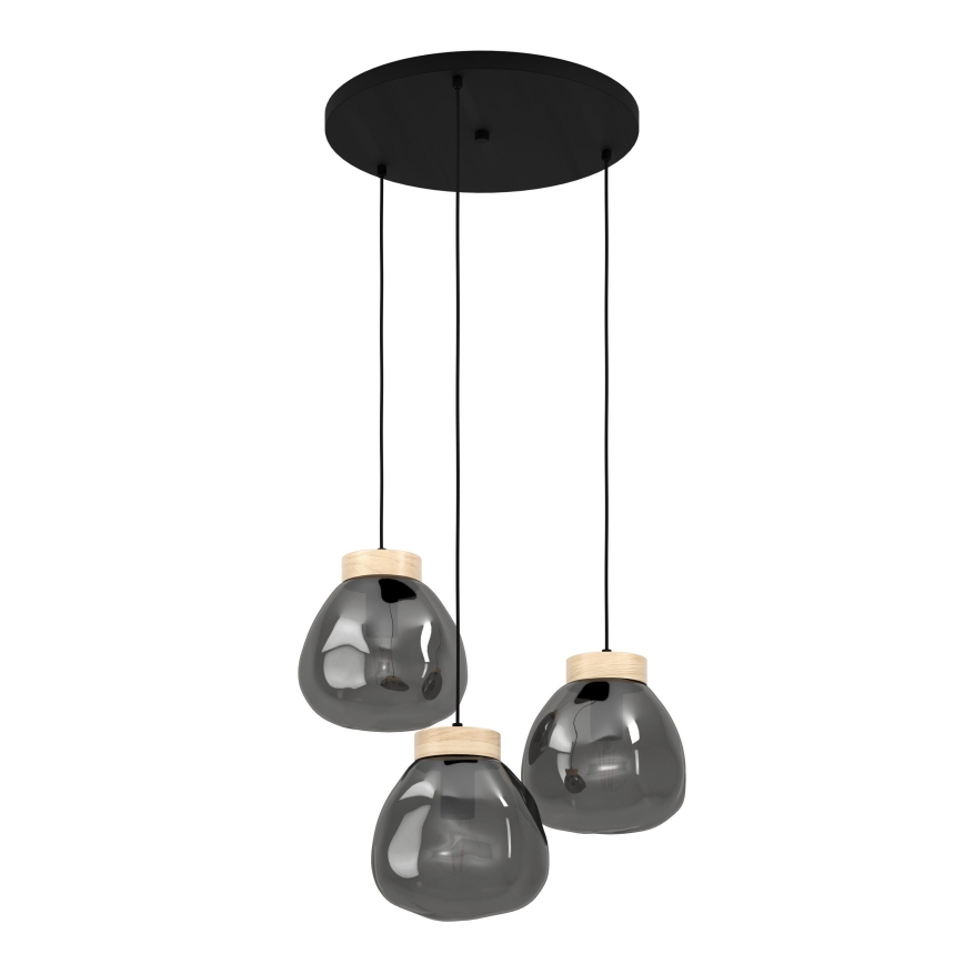 Eglo - Lustra ar auklu 3xE27/40W/230V dūmakains