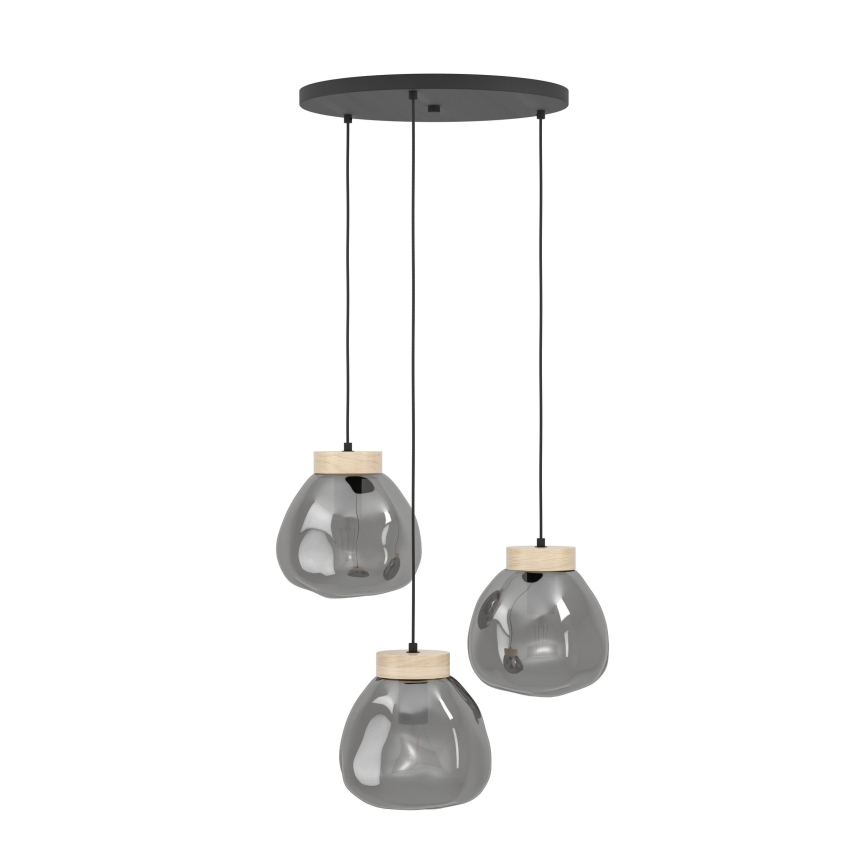 Eglo - Lustra ar auklu 3xE27/40W/230V dūmakains