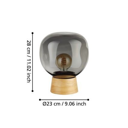 Eglo - Galda lampa 1xE27/40W/230V dūmakains
