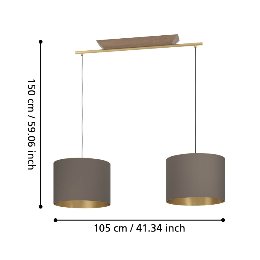 Eglo - Lustra ar auklu 2xE27/40W/230V brūna/zelta