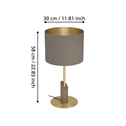 Eglo - Galda lampa 1xE27/40W/230V brūna/zelta