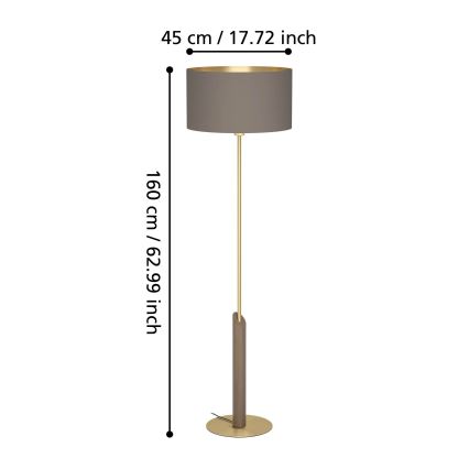 Eglo - Grīdas stāvlampa 1xE27/40W/230V brūna/zelta