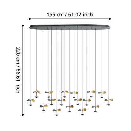 Eglo - LED Aptumšojama lustra ar auklu 17xLED/2,3W/230V 3000K