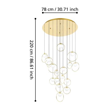 Eglo - LED Aptumšojama lustra ar auklu 17xLED/3W/230V 3000K d. 78 cm zelta