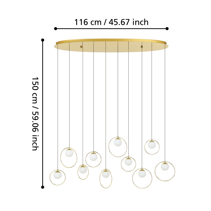 Eglo - LED Aptumšojama lustra ar auklu 10xLED/3W/230V 3000K zelta