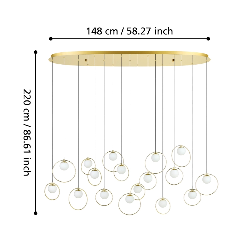 Eglo - LED Aptumšojama lustra ar auklu 17xLED/3W/230V 3000K zelta