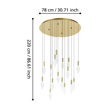 Eglo - LED Aptumšojama lustra ar auklu 16xLED/3,3W/230V 3000K d. 78 cm zelta