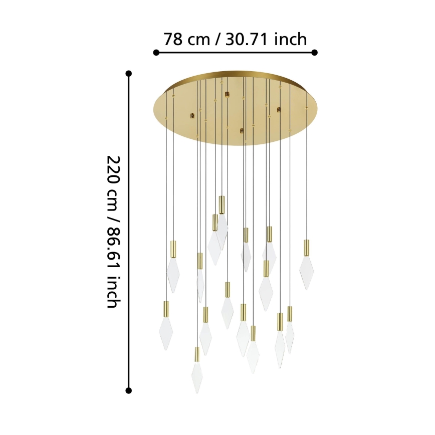 Eglo - LED Aptumšojama lustra ar auklu 16xLED/3,3W/230V 3000K d. 78 cm zelta
