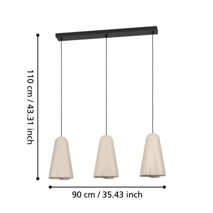 Eglo - Lustra ar auklu 3xE27/40W/230V bēša