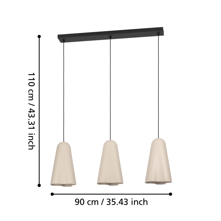 Eglo - Lustra ar auklu 3xE27/40W/230V bēša