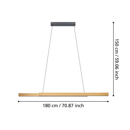 Eglo - LED Aptumšojama lustra ar auklu LED/21W/230V 3000K brūna