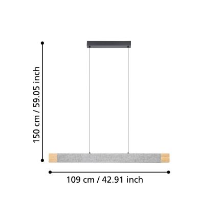 Eglo - LED Aptumšojama lustra ar auklu LED/22,2W/230V 3000K brūna/pelēka