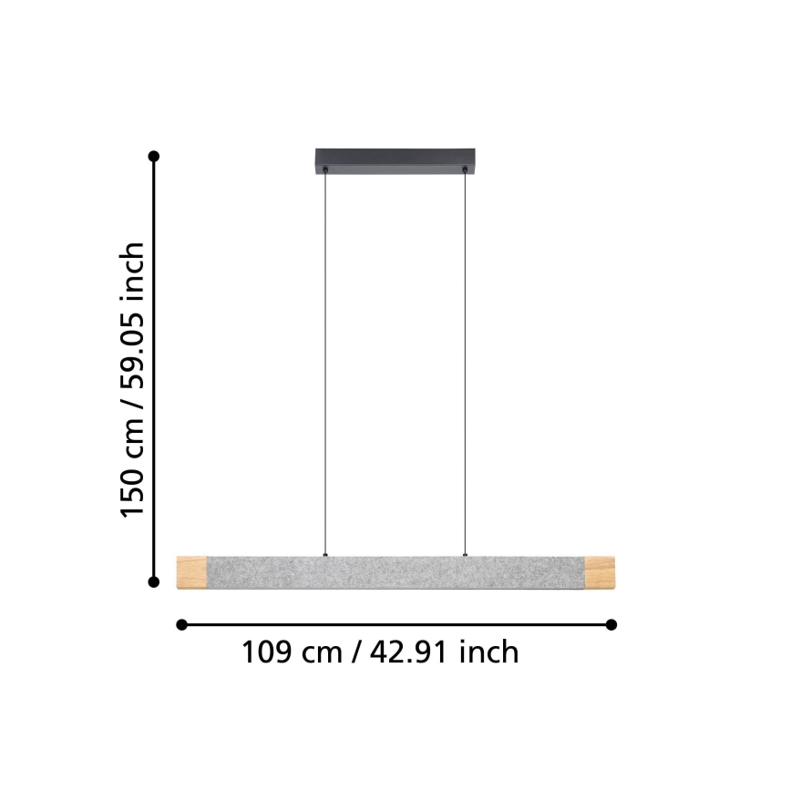 Eglo - LED Aptumšojama lustra ar auklu LED/22,2W/230V 3000K brūna/pelēka