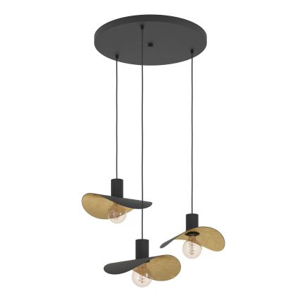 Eglo - Lustra ar auklu 3xE27/40W/230V melna/zelta