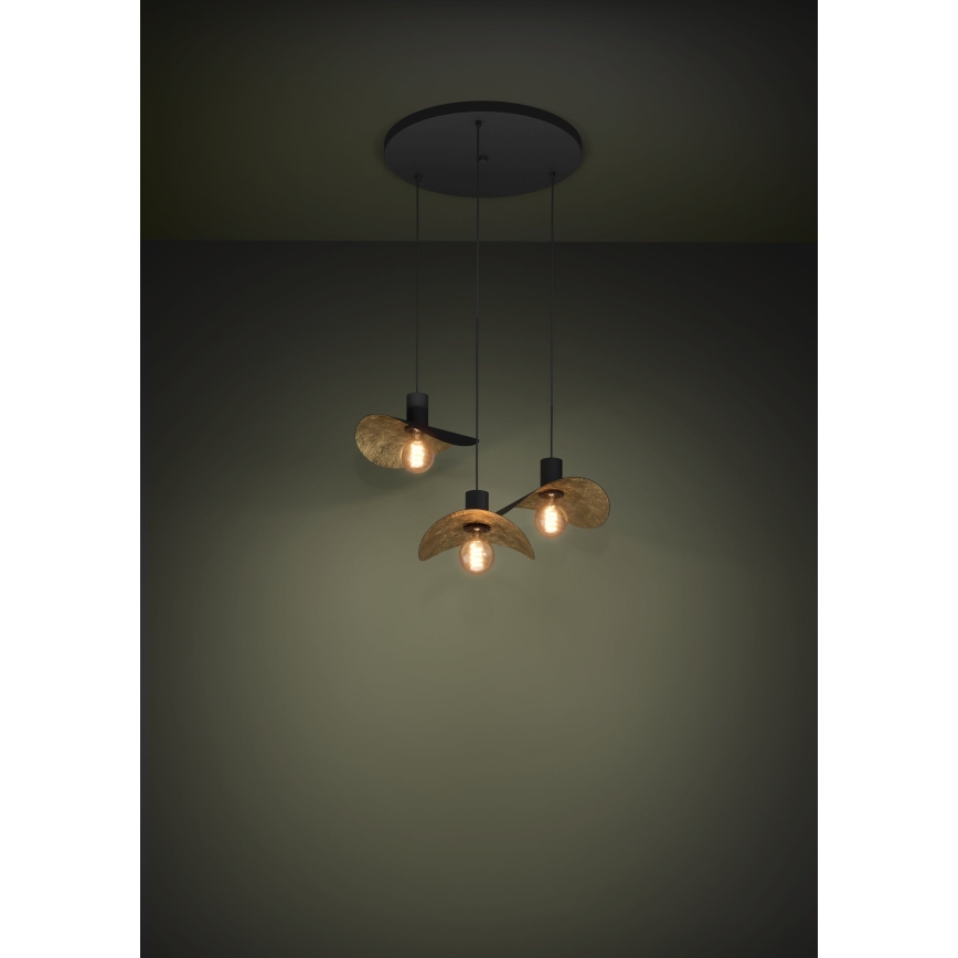 Eglo - Lustra ar auklu 3xE27/40W/230V melna/zelta