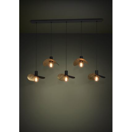 Eglo - Lustra ar auklu 5xE27/40W/230V melna/zelta