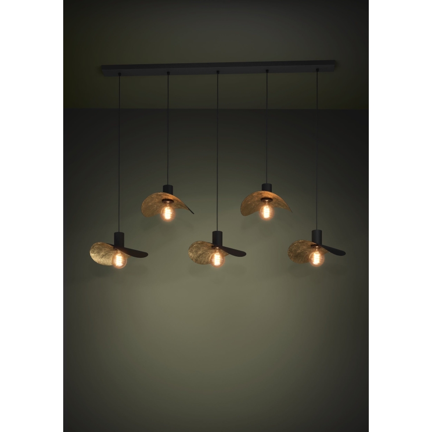 Eglo - Lustra ar auklu 5xE27/40W/230V melna/zelta