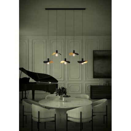 Eglo - Lustra ar auklu 5xE27/40W/230V melna/zelta