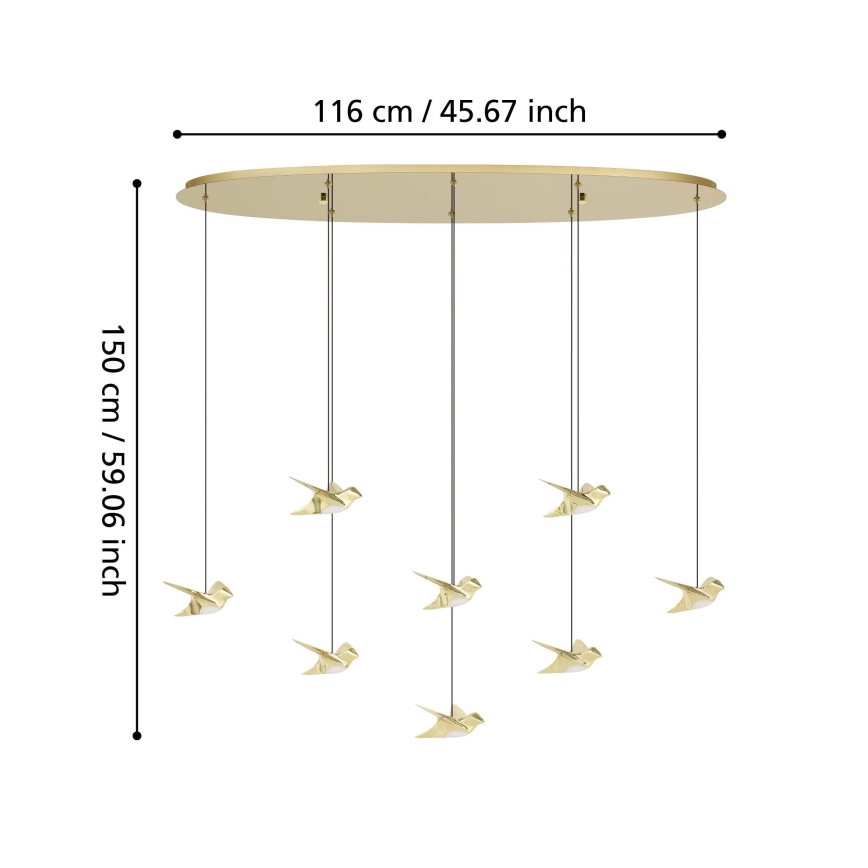 Eglo - LED Aptumšojama lustra ar auklu 8xLED/4,2W/230V 3000K zelta