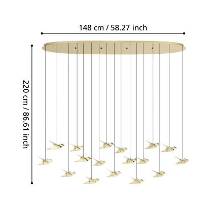 Eglo - LED Aptumšojama lustra ar auklu 17xLED/3W/230V 3000K zelta