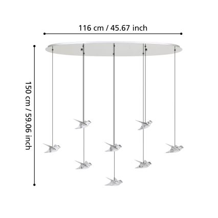 Eglo - LED Aptumšojama lustra ar auklu 8xLED/4,2W/230V 3000K spīdīgi hromēts