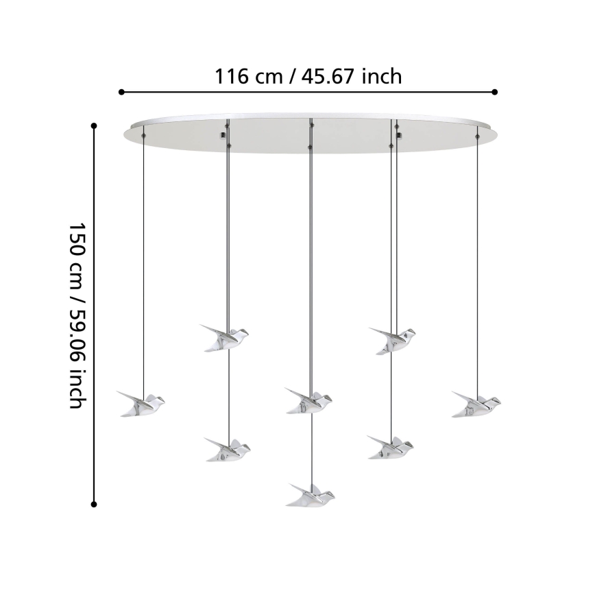 Eglo - LED Aptumšojama lustra ar auklu 8xLED/4,2W/230V 3000K spīdīgi hromēts