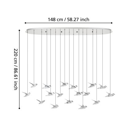 Eglo - LED Aptumšojama lustra ar auklu 17xLED/3W/230V 3000K spīdīgi hromēts