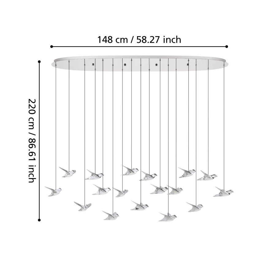 Eglo - LED Aptumšojama lustra ar auklu 17xLED/3W/230V 3000K spīdīgi hromēts
