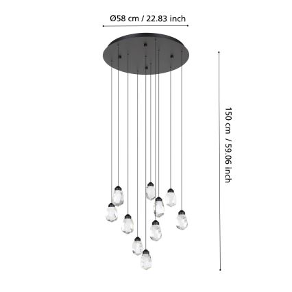Eglo - LED Aptumšojama lustra ar auklu 10xLED/3W/230V 3000K melna/caurspīdīga